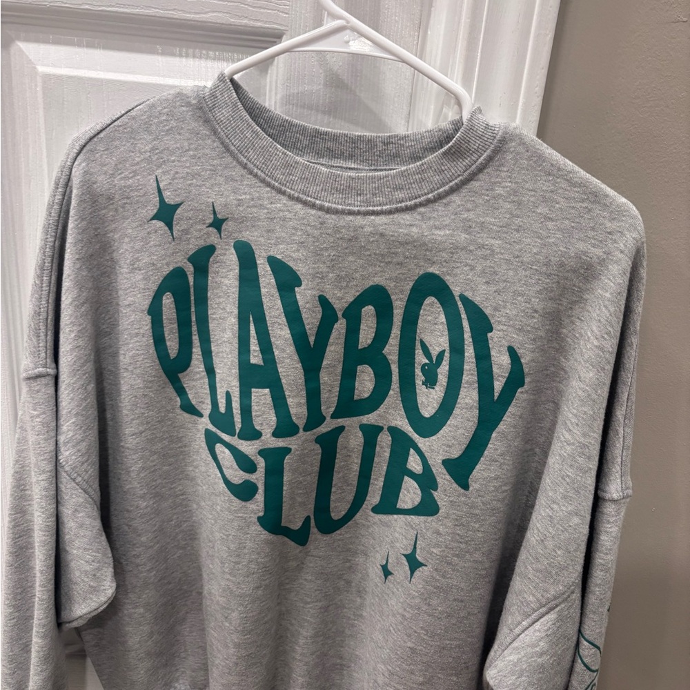 Playboy Gray and Teal Sweatshirt